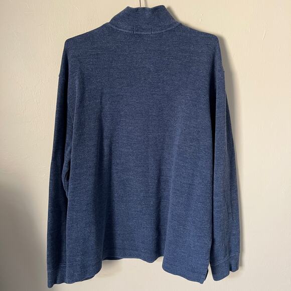 Polo Ralph Lauren 1/4 Zip Up Navy Blue Sweater Pullover Orange Pony Size XL - Picture 3 of 6